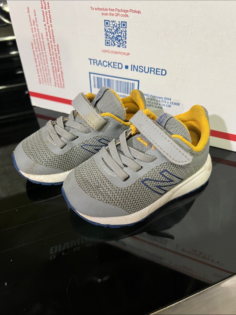 New Balance Kids Gray & Yellow Mesh Athletic Sneakers